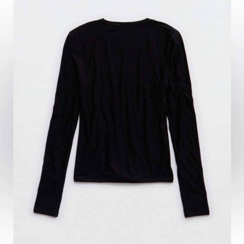 NWT Aerie SMOOTHEZ Long Sleeve Crew T-Shirt in True Black Sz XS. - Picture 10 of 10
